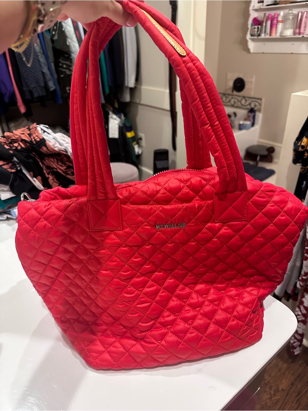 MZ Wallace Quilted Tote Bag in Red